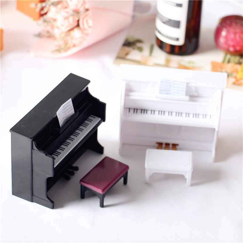 Miniature Dollhouse Living Room Scene Model With Piano Piano Stool And Play House Decoration Orname 1