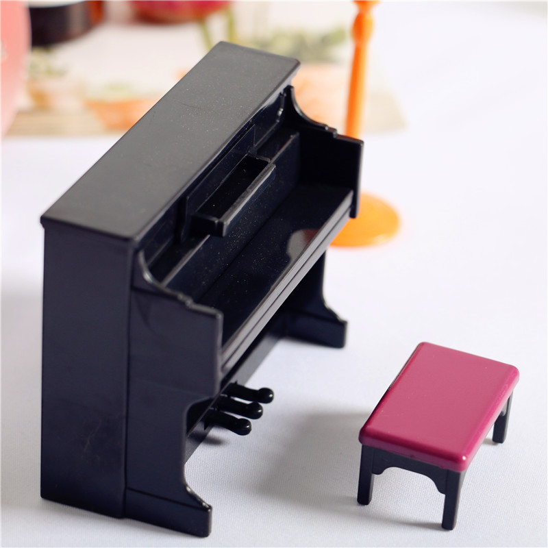 Miniature Dollhouse Living Room Scene Model With Piano Piano Stool And Play House Decoration Orname 2