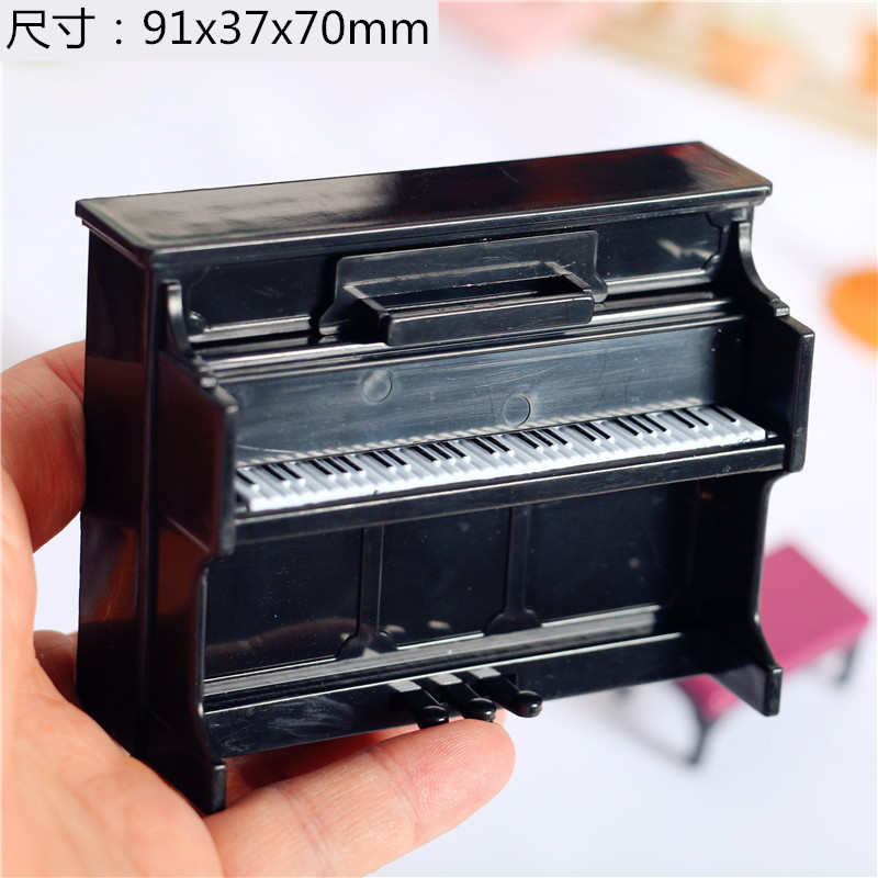Miniature Dollhouse Living Room Scene Model With Piano Piano Stool And Play House Decoration Orname 4