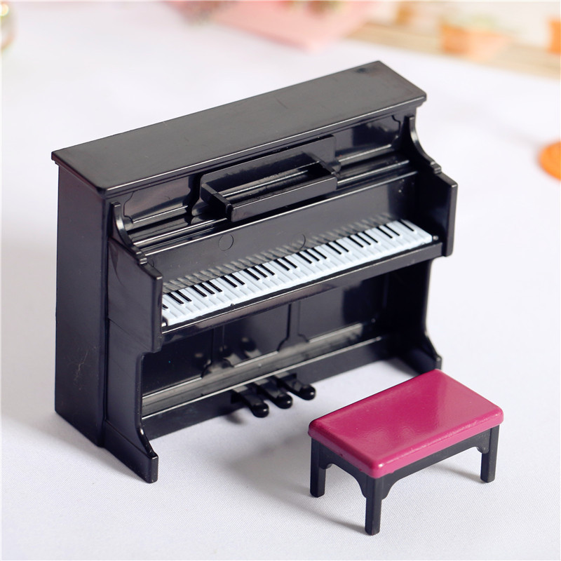 Miniature Dollhouse Living Room Scene Model With Piano Piano Stool And Play House Decoration Orname 6