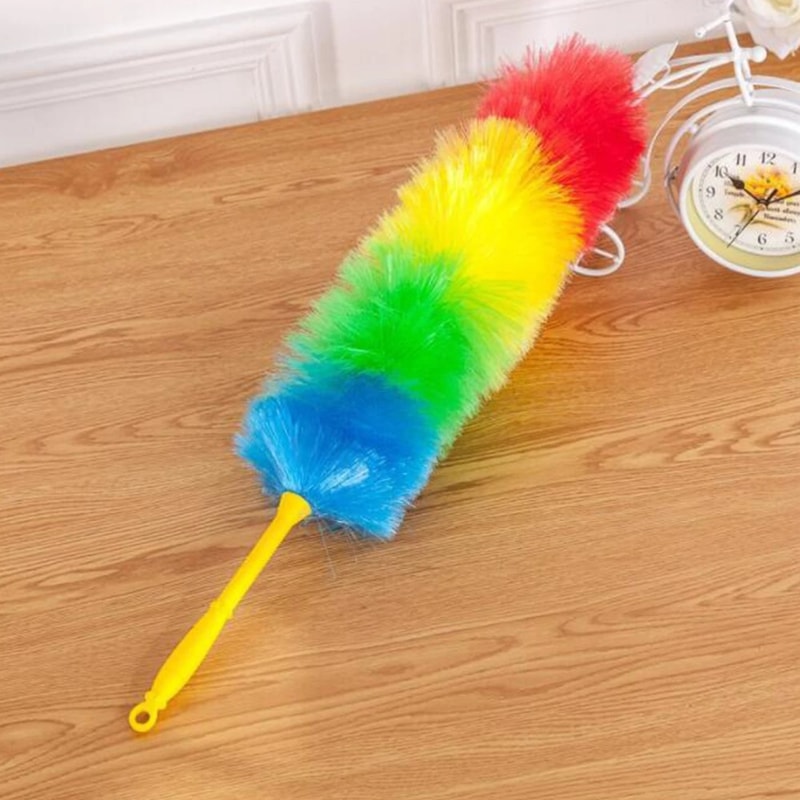Bendable Plastic Handle Dusting Tool, Anti Static Rainbow Color Feather Duster