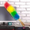 Bendable Plastic Handle Dusting Tool, Anti Static Rainbow Color Feather Duster