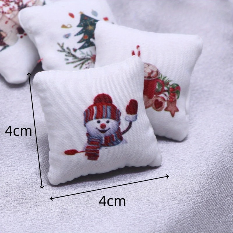 Miniature Scene Decoration, Christmas Decor, Bedroom Study Mini Tree, Mini Pillows Soft Fit Dollhouse