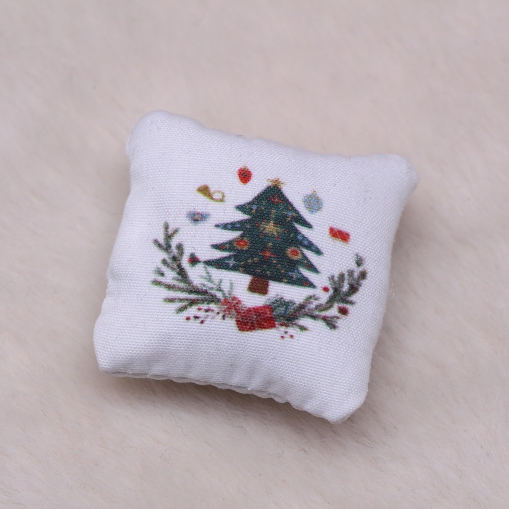 Miniature Scene Decoration, Christmas Decor, Bedroom Study Mini Tree, Mini Pillows Soft Fit Dollhouse