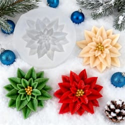 holly silicone mold for resin, heat-resistant diy christmas gypsum candle mould flower
