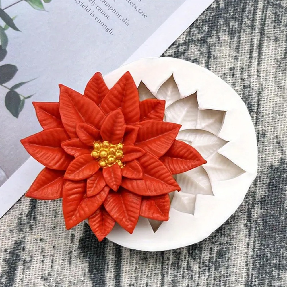 Holly Silicone Mold for Resin, Heat-Resistant DIY Christmas Gypsum Candle Mould Flower