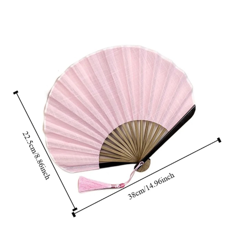 Mini Shell Fan Creative Retro Folding Hand Heat Protection Cotton Linen Cloth Handheld Fan For Wome 5