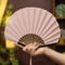 Mini Shell Fan Creative Retro Folding Hand Heat Protection Cotton Linen Cloth Handheld Fan For Wome 7