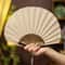 Mini Shell Fan Creative Retro Folding Hand Heat Protection Cotton Linen Cloth Handheld Fan For Wome 8