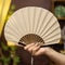 Mini Shell Fan Creative Retro Folding Hand Heat Protection Cotton Linen Cloth Handheld Fan For Wome 8