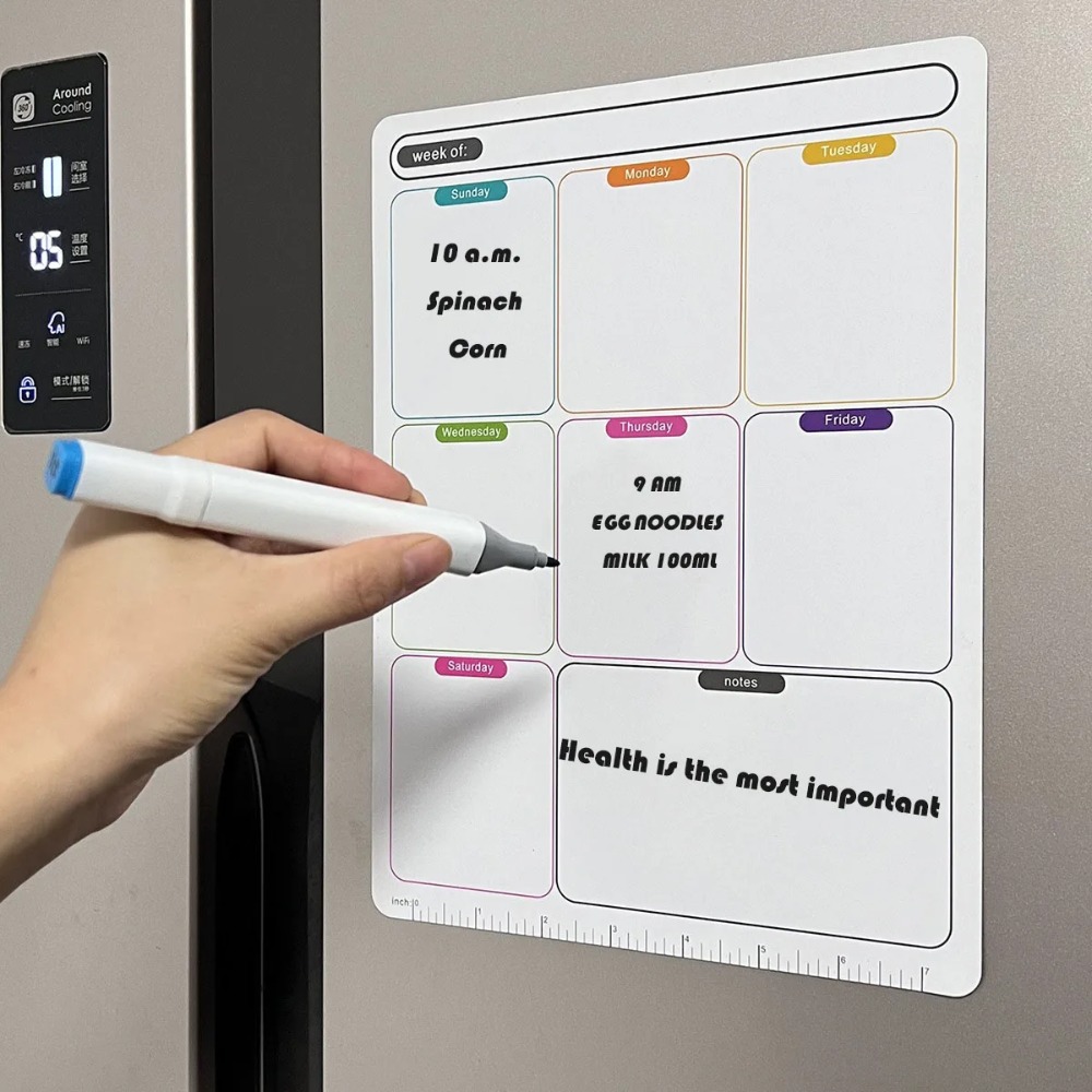 Magnetic Fridge Sticker Erasable Week Plan Schedule Calendar Whiteboard Message Board Memo Refrigerator Magnet