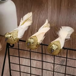 handmade silver bird ornament, fake bird decor for christmas, hanging tree adorn gift box, home festive decor match