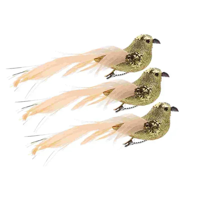 Handmade Silver Bird Ornament, Fake Bird Decor for Christmas, Hanging Tree Adorn Gift Box, Home Festive Decor Match