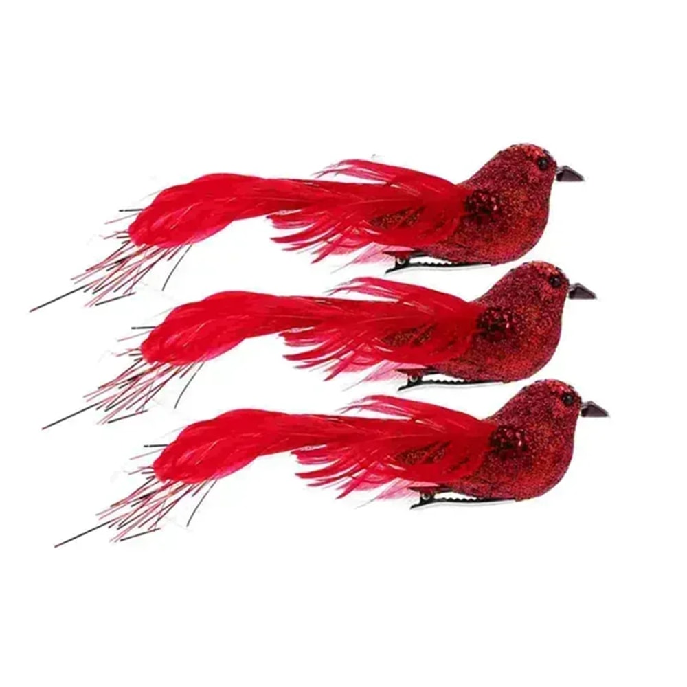 Handmade Silver Bird Ornament, Fake Bird Decor for Christmas, Hanging Tree Adorn Gift Box, Home Festive Decor Match