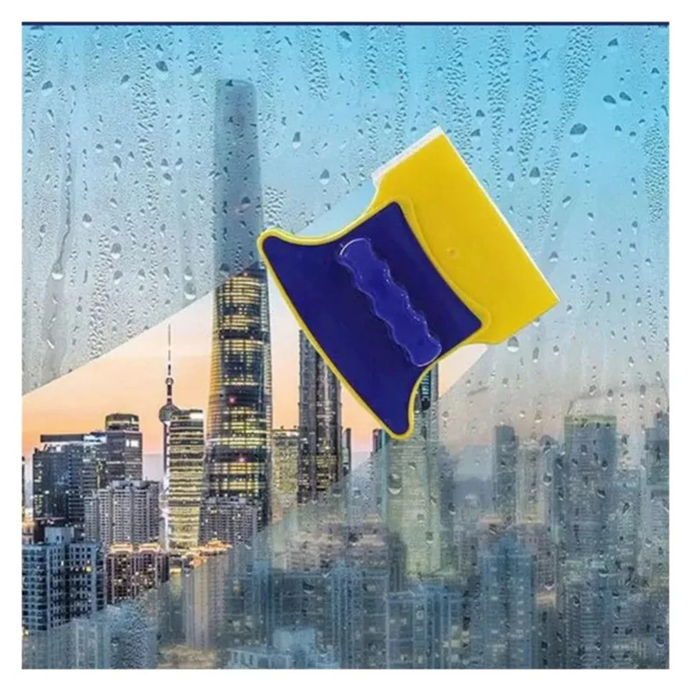 Double Sided Wiper Magnetic Glass Cleaner, Household Cleaning with Rope Safety String for Bathroom Window Washing
