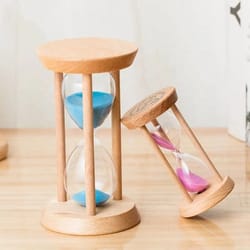 wooden hourglass timer, stable desktop decor, deformation-free round timer with minutes, hourglass clock for office
