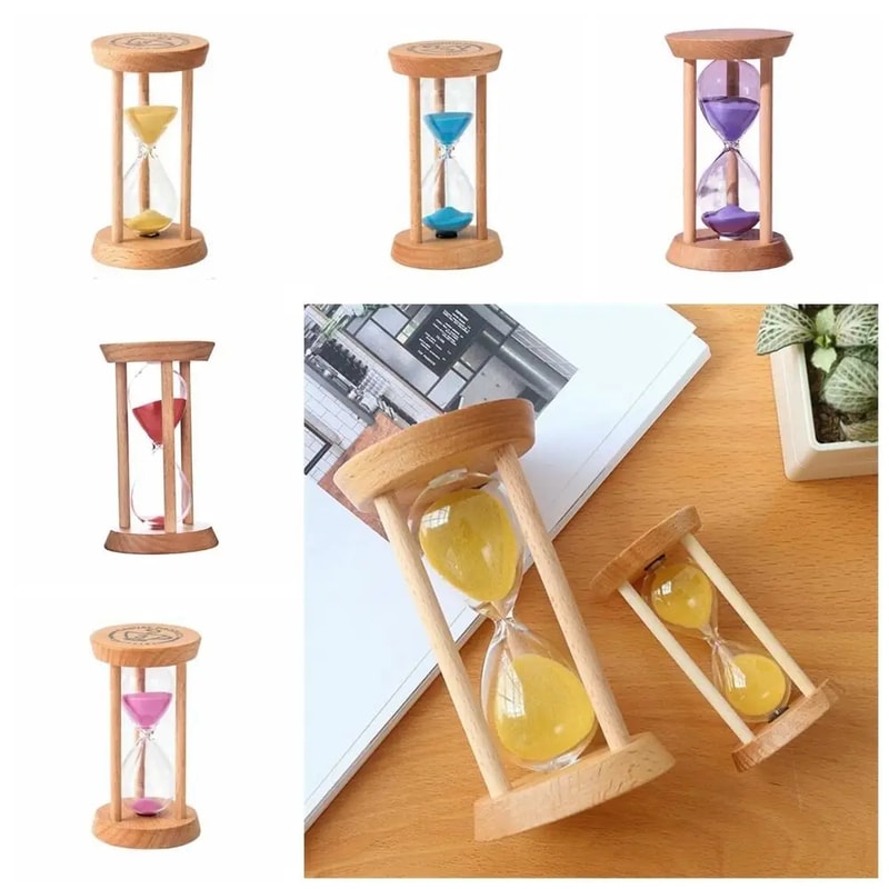 Wooden Hourglass Timer Stable Desktop Decor DeformationFree Round Timer With Minutes Hourglass Cloc 2