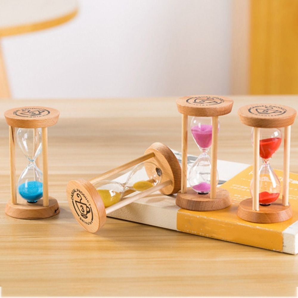 Wooden Hourglass Timer Stable Desktop Decor DeformationFree Round Timer With Minutes Hourglass Cloc 4