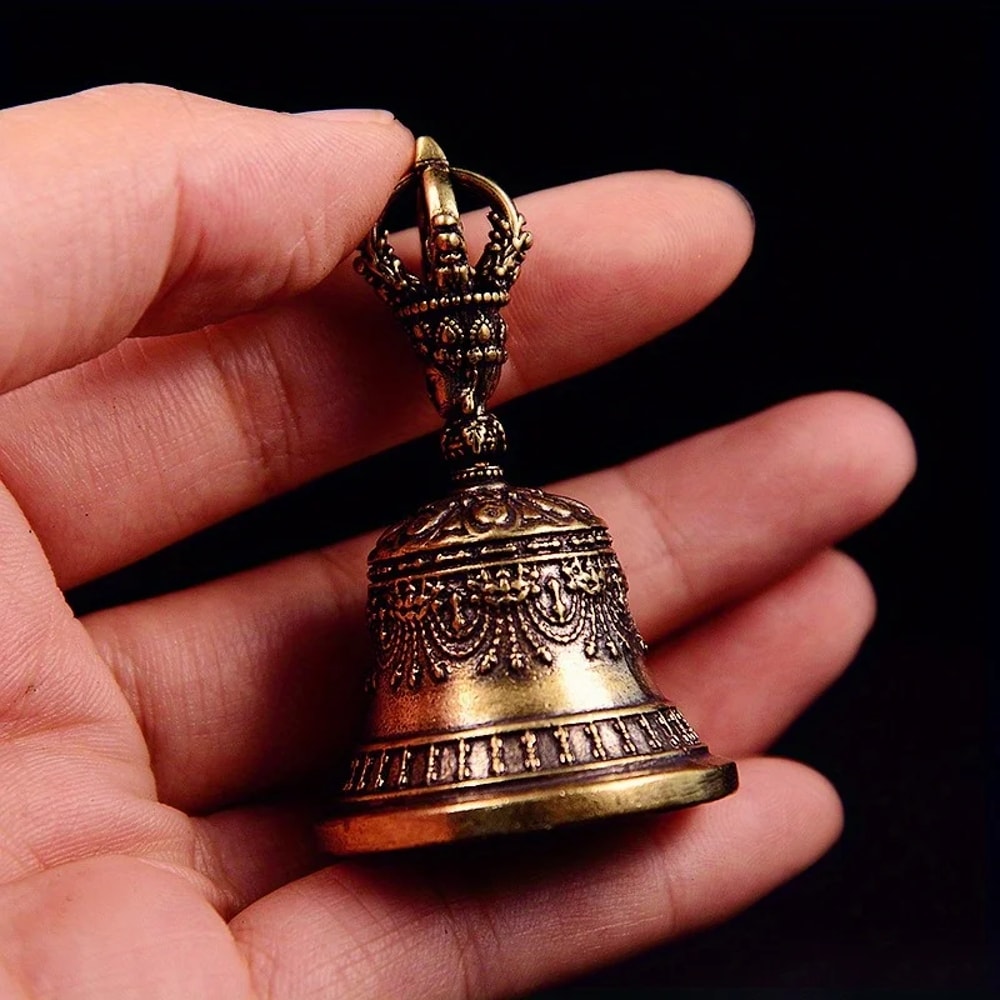 Tibetan Bronze Bell Brass Handicraft Diecasting Drop Bell Key Car Button Wind Bell Creative Gift 4