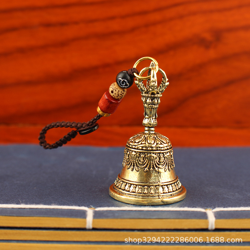 Tibetan Bronze Bell Brass Handicraft Diecasting Drop Bell Key Car Button Wind Bell Creative Gift 7