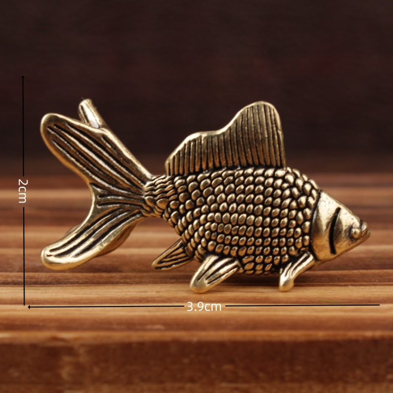 Lucky Animal Statue Miniatures Ornament Brass Goldfish Figurines Tea Pet Cute Gifts Desk Decoration