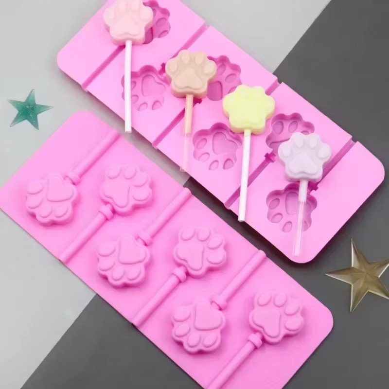DIY Cat Dog Paw Silicone Mold, Baking Tool for Pastry, Chocolate, Lollipop, Cheese Stick Cake Decor