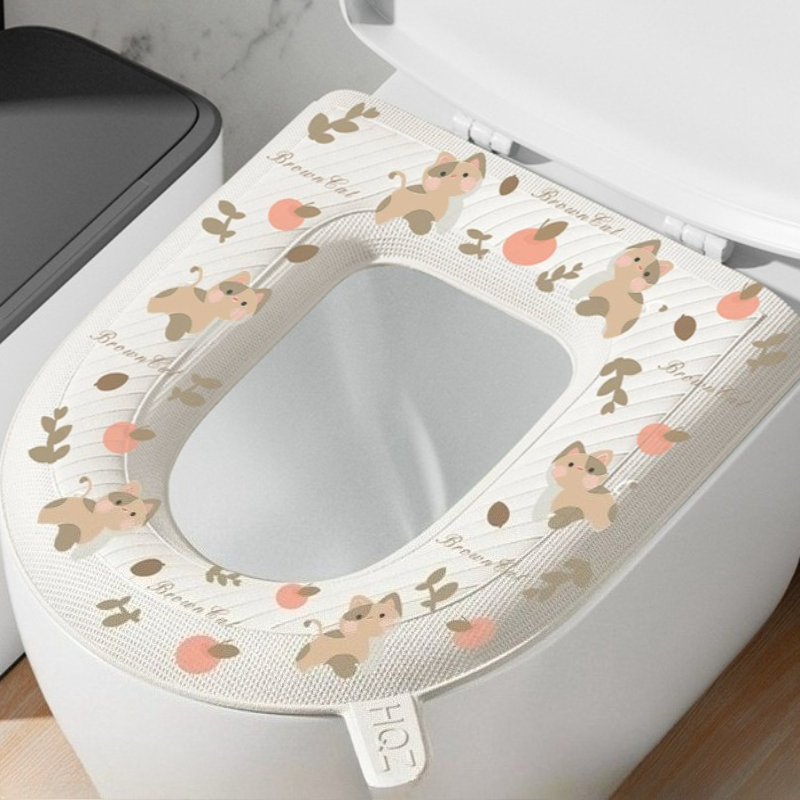 Universal Waterproof Non-Slip Toilet Seat Cushion - Washable Foam Silicone Material, Perfect for Bathroom Comfort