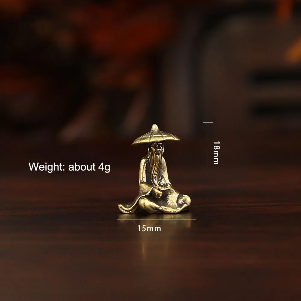 Mini Desktop Ornament Vintage Brass Fisherman On Bridge For Home Office Decoration 5