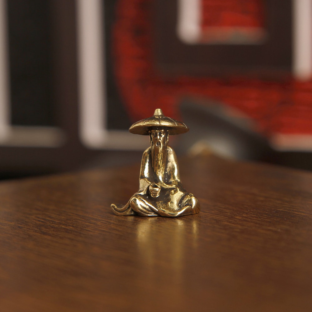 Mini Desktop Ornament Vintage Brass Fisherman On Bridge For Home Office Decoration 6