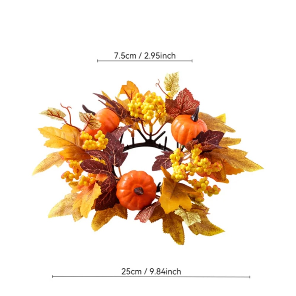 Autumn Floral Wreath, Maple Pumpkin, Thanksgiving Day Berry Harvest Decoration