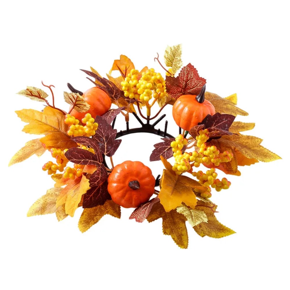 Autumn Floral Wreath, Maple Pumpkin, Thanksgiving Day Berry Harvest Decoration