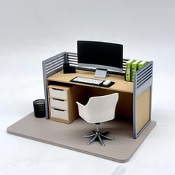 filing cabinet computer desk, chair set dollhouse work scene model, miniature office home decor