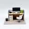 Filing Cabinet Computer Desk Chair Set Dollhouse Work Scene Model Miniature Office Home Decor 1