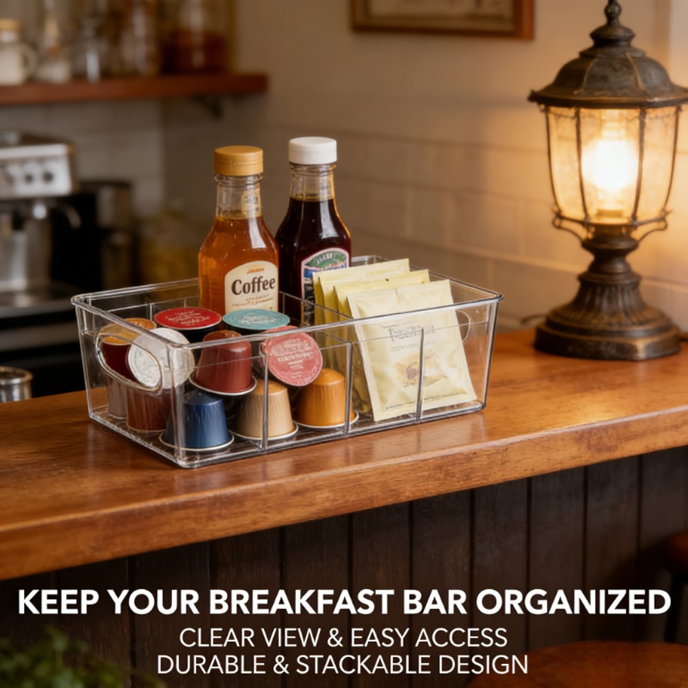 Food Storage Containers for Fridge, Transparent Plastic Bins with Dividers