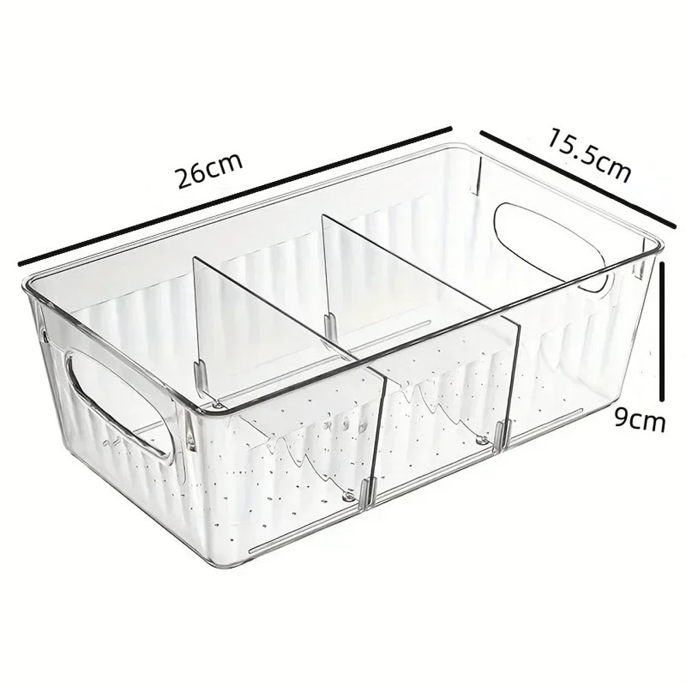 Food Storage Containers for Fridge, Transparent Plastic Bins with Dividers