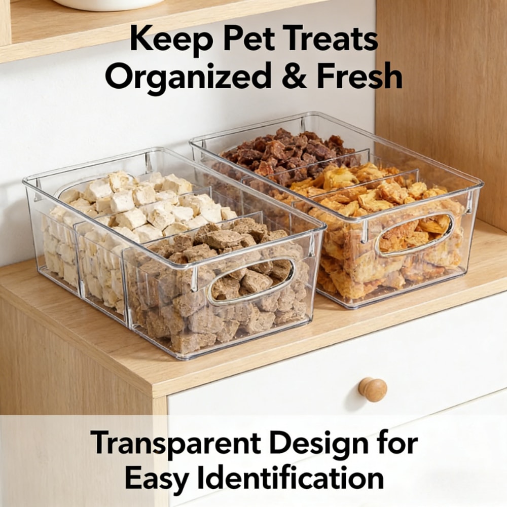 Food Storage Containers for Fridge, Transparent Plastic Bins with Dividers