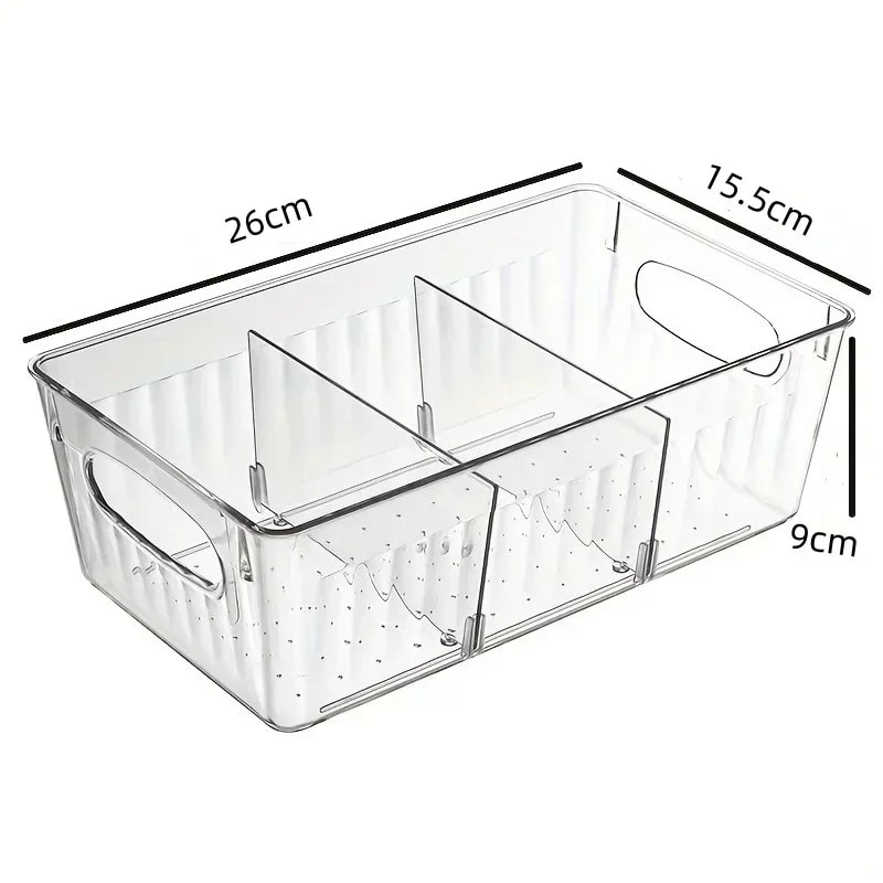 Food Storage Containers for Fridge, Transparent Plastic Bins with Dividers