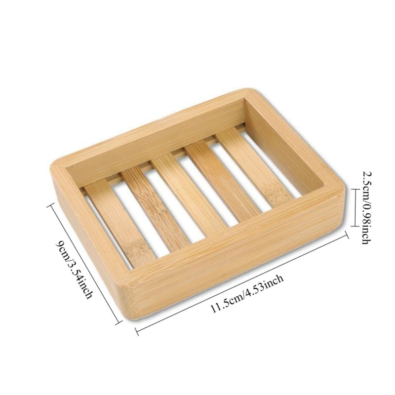 Wooden Soap Dish with Drainage, Multi-functional Bamboo Soap Holder for Bathroom, Sink, Shower Countertop
