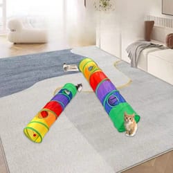 pet tunnel interactive play with peek holes for cats, collapsible heavy duty steel frame, outdoor indoor use tunnel