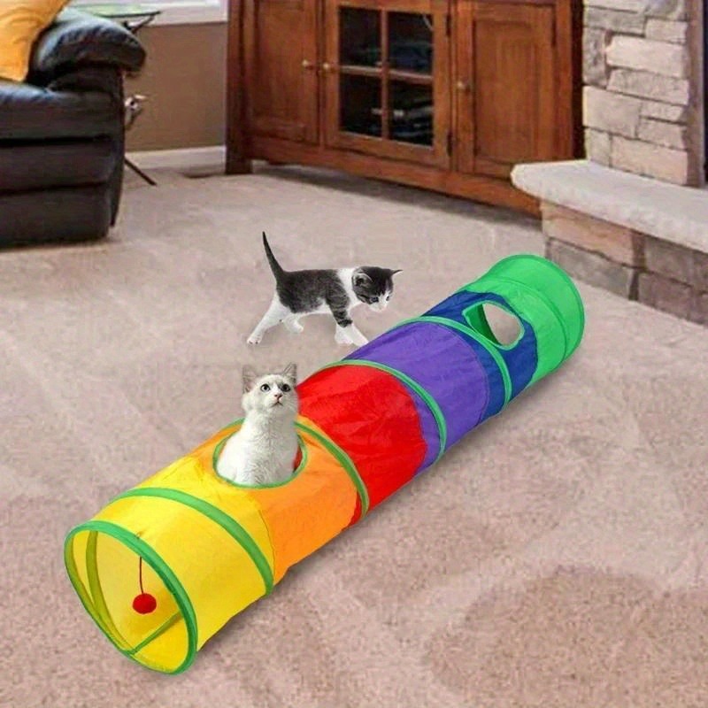 Pet Tunnel Interactive Play with Peek Holes for Cats, Collapsible Heavy Duty Steel Frame, Outdoor Indoor Use Tunnel