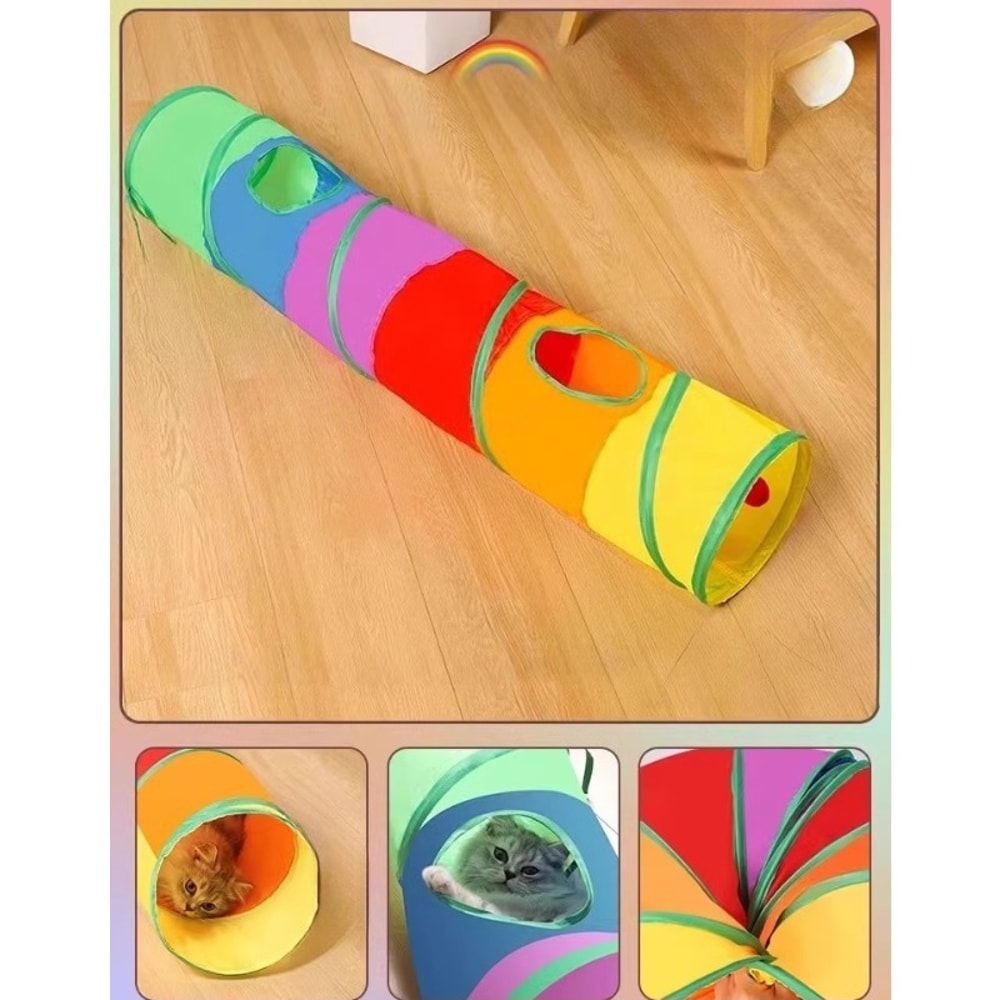 Pet Tunnel Interactive Play with Peek Holes for Cats, Collapsible Heavy Duty Steel Frame, Outdoor Indoor Use Tunnel