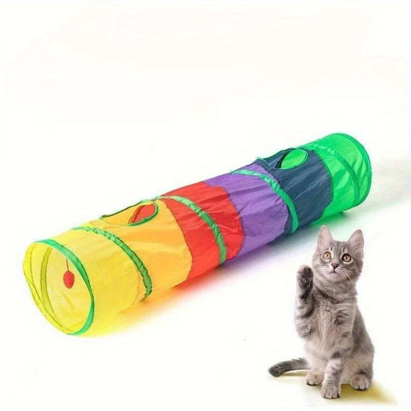 Pet Tunnel Interactive Play with Peek Holes for Cats, Collapsible Heavy Duty Steel Frame, Outdoor Indoor Use Tunnel
