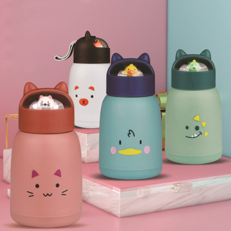 Leakproof Cartoon Animal Water Bottle, Cute Big Belly Design, Portable Student Gift Glass Cup