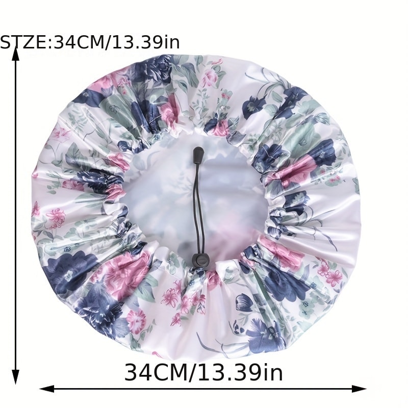 Waterproof Hair Care Bathing Accessory, Floral Print Shower Cap for Women, Adjustable Spa and Swimming Use Cap