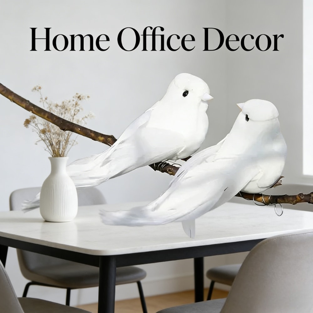 Vintage White Peace Dove Figurines, Simulation Bird for Home Table, Garden Decor Gift