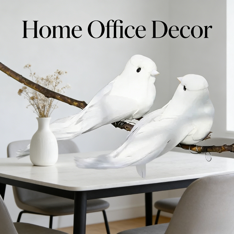 Vintage White Peace Dove Figurines, Simulation Bird for Home Table, Garden Decor Gift