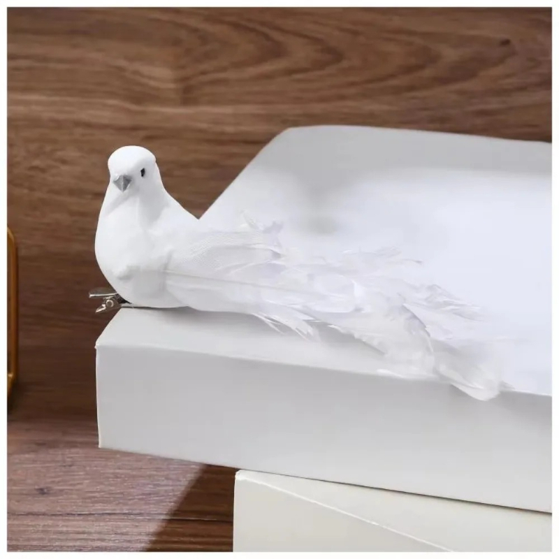 Vintage White Peace Dove Figurines, Simulation Bird for Home Table, Garden Decor Gift