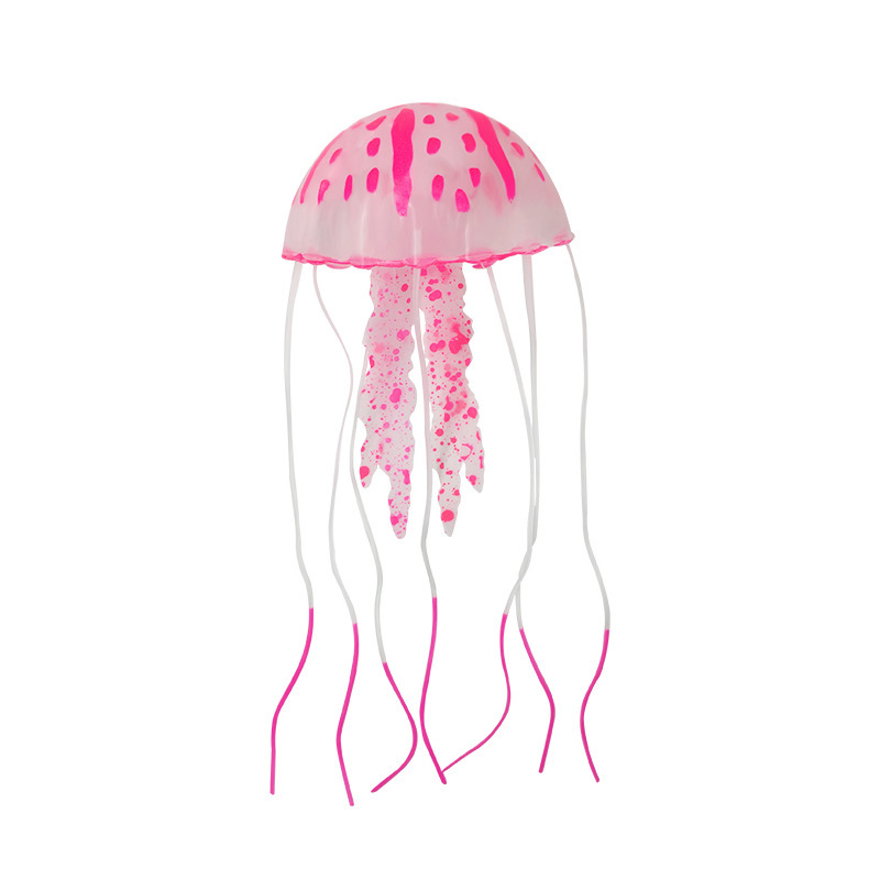 Soft Silicone Fluorescent Jellyfish Fish Tank Ornament, Artificial Aquarium Decoration for Living Room Landscaping