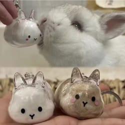 pet themed souvenir keychain, rabbit storage charm, backpack decoration