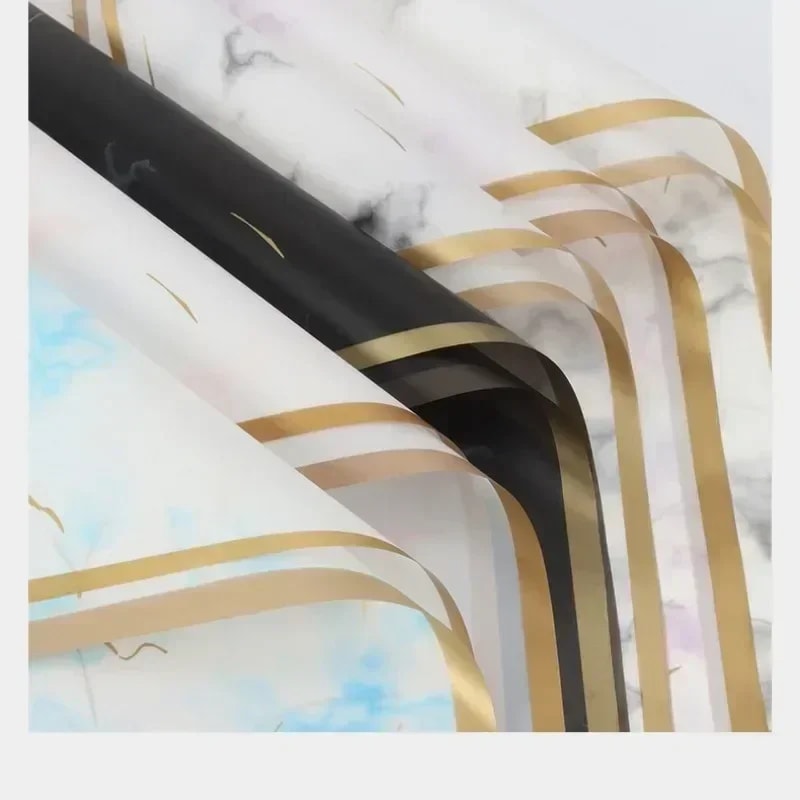 Floral Packaging Paper with Foil Trim for Birthday, Holiday Gifts, DIY Craft Party Decor